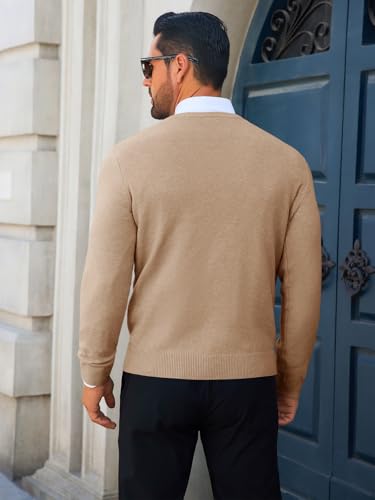 Image of Runcati Mens Crewneck Sweaters Casual Knit Lightweight Dress Sweater Long Sleeve Slim Fit Fall Winter Pullover