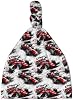 Gorro para Recién Nacido 0-6 Meses 1 Pieza - Estampado de Auto de Carreras Rojo, Gorro para Prematuro, Bebé, Niños y Niñas 2