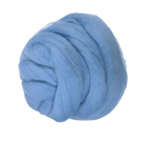 Laine à carder pure et douce bleu clair pour filage haut de gamme