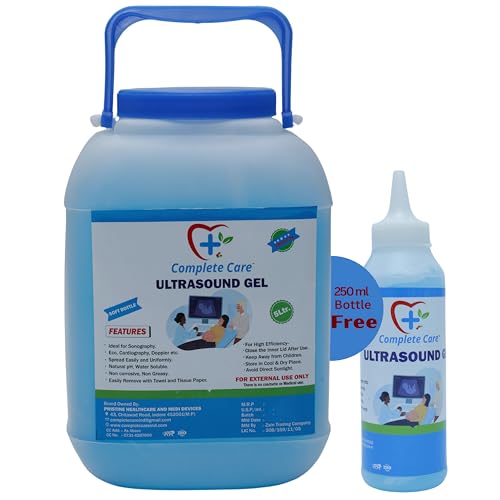 Image of Ultrasound Gel 5 Litre | Professional Ultrasound Conductive Gel | Water Soluble, Clear, Non-Sticky | Bubble Free Coupling Gel for Hospitals, Clinics & Diagnostic Centers with 250 ml
