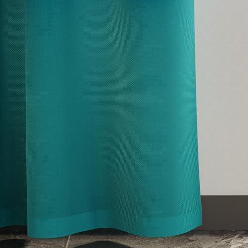 Image of Encasa XO Door Cotton Curtains, Light Filtering Drapes Azul Blue
