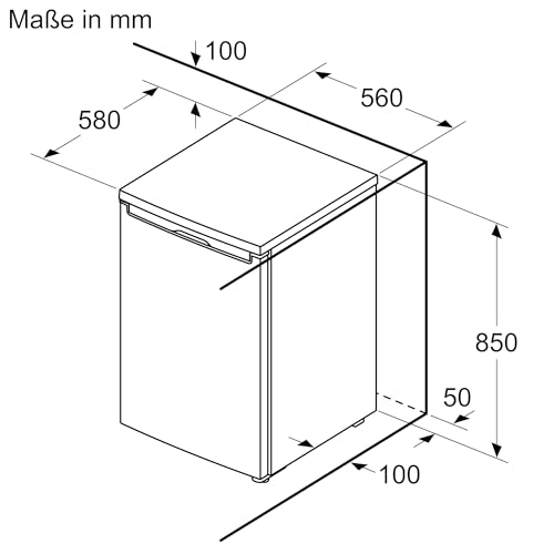 Bosch KTR15NWEB, Serie 2 Mini-Kühlschrank 85 x 56, 134 L, MultiBox für länger frisches Obst und Gemüse, Schnellkühlung, 39 dB leise trotz starker Kühlkraft, LED-Beleuchtung, Weiß