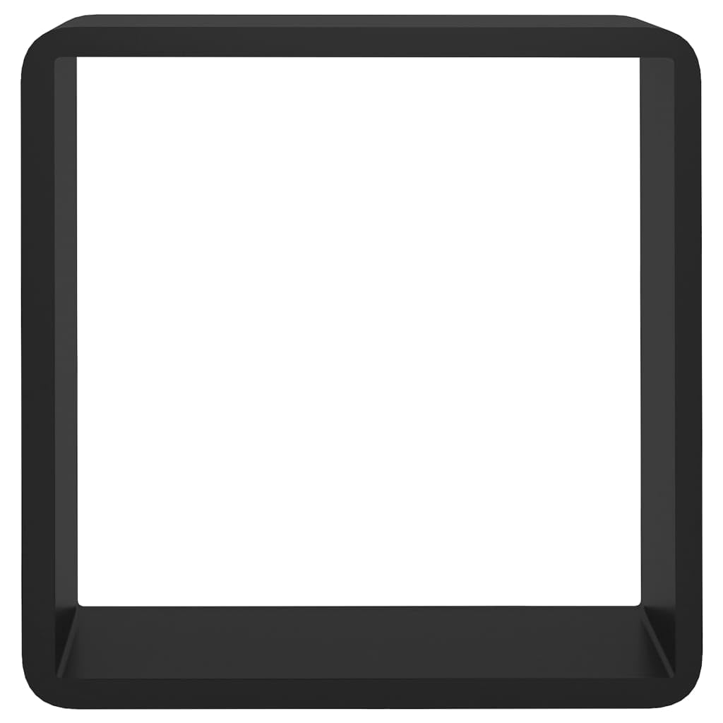 Scaffalature, mensole da parete e sporgenze, mensole cubiche da parete, 3 pezzi, in MDF nero
