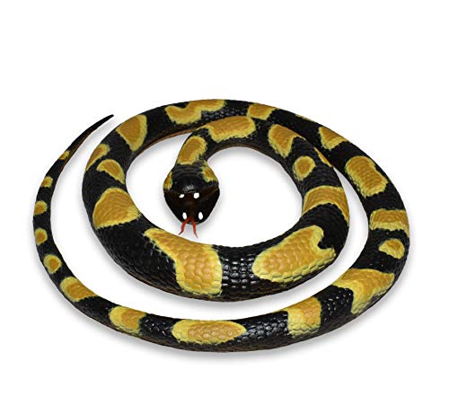 Wild Republic 20775 Gummischlange, Spiel, Königspython, 117 cm, Schwarz, Gelb