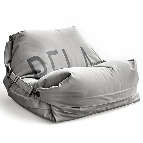 Aiire Sillón Puff Gigante de Diseño - [180x140] Sofa Puf con Relleno Incluido XXL - Bean Bag Chair Salon para Jóvenes y Adultos Moderno - Lavable y Desenfundable - Cojin de Suelo Grande Relax Gris