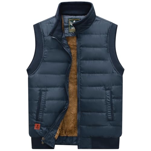 Image of Msmsse Men's Outerwear Vests Winter Quilted Padded Vest Gilet Stand Collar Warm Puffer Vest