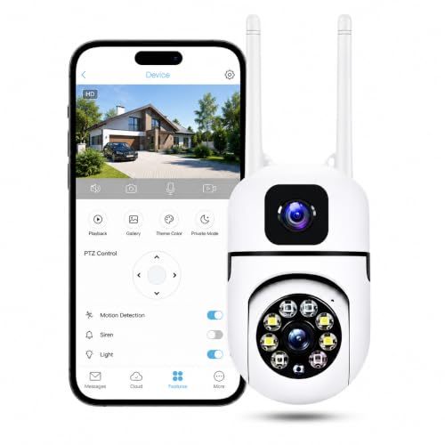 Image of Dr Vision 4+4MP Smart WiFi PTZ CCTV Camera for Home Outdoor | 360 View | Color Night Vision | Two Way Audio | Wireless Security Camera with Mobile App V380 Pro (Dual Lens Mini Dome2)