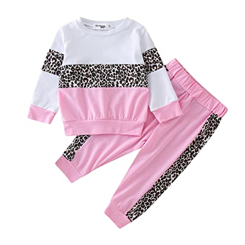 DAY8 Vetement Fille Hiver Pas Cher Mode Jogging Fille 1-6 Ans Ensemble Fille 2 Pièces Survetement Enfant Casual Tenu Habit Fille Sport Pull Enfant Fille Manche Longue Sweat + Pantalon (2-3 Ans, Rose) Cover