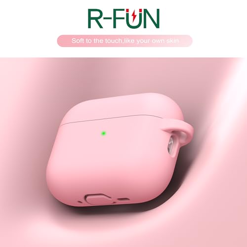 Image of R-fun for AirPods Pro 3rd Generation Case with Cleaner Kit, Soft Silicone Protective Case Cover for Apple AirPod Pro 3 for Women Men, AirPods Pro Case Accessories with Keychain, Pink