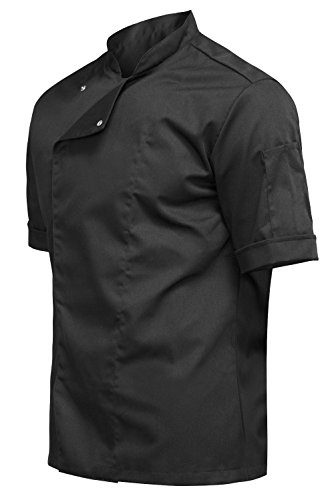 strongAnt® - Veste de Cuisine Chef Noire Homme Professionnel Manches Courtes Noir M - Image 3