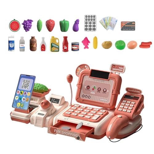 Image of Cash Register Playset with Lights and Sounds Store for Girls Birthday Gifts Pink|Toys & Hobbies | Educational | Other Educational Toys|1 Kids Supermarket Cash Register Playset