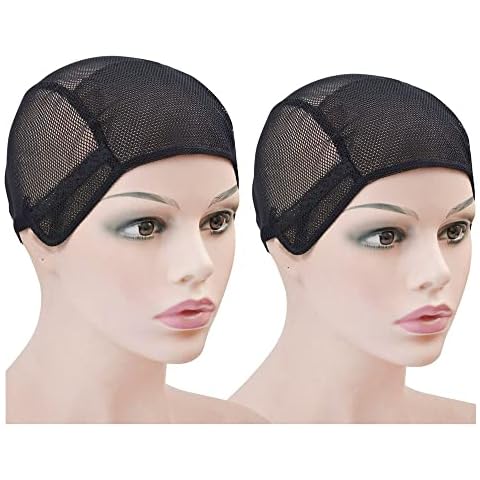 YTBYT 2 Pcs Stretch Wig Caps Mesh Weaving Caps with Adjustable Straps for Making Wigs (Black M) Cover