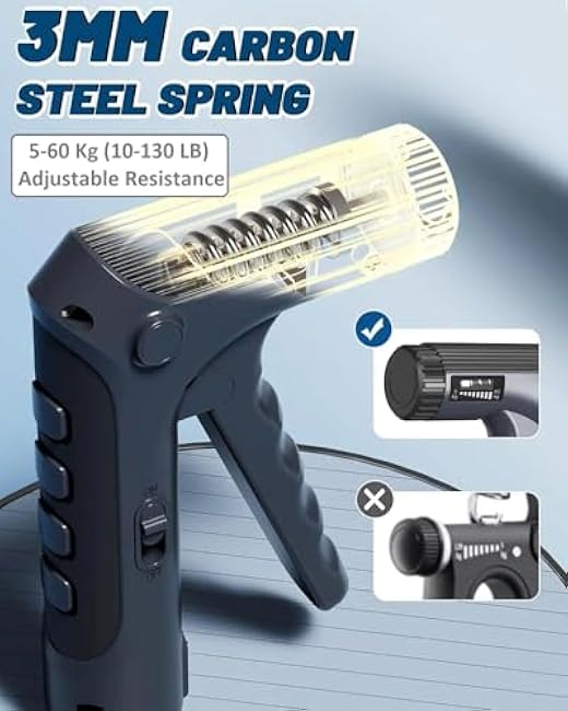 Grip Strength Trainer with Finger Exerciser 2 in 1, Digital Counter Adjustable Hand Grip Strengthener, Forearm Strengthener Wrist Exerciser for strength training, recovery and muscle building