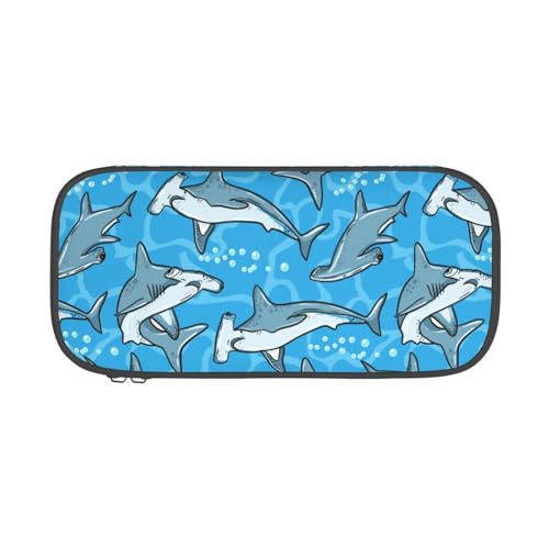 Image of Hammerhead Shark Pencil Case Aesthetic Large Capacity Pen Pouch | Storage Bag with Compartments for Travel School Office Organizer