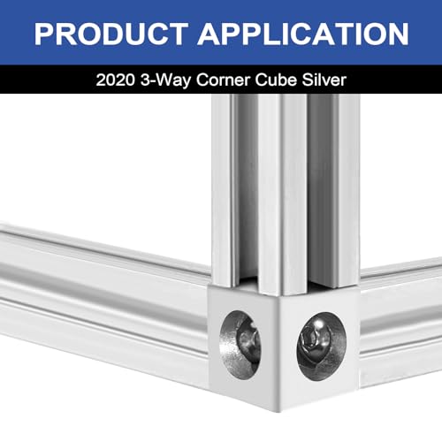 Image of 12pcs 2020 3-Way Corner Cube 2020 Extrusion Hardware T-Slot V-Slot Accessories with Screws and Nuts for 2020 Aluminum Extrusion Connector 3D Printer Accessories Silver