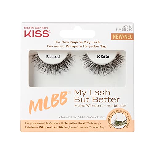 KISS My Lash But Better Collection - Paire de faux cils sans filtres - Volume naturel - Avec ruban flexible KISS - Colle à cils noire incluse