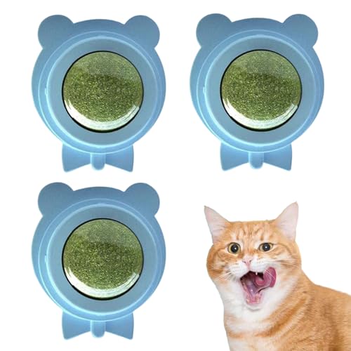 Bola De Hierba Gatera,Juego De 3 Unidades Pelotas De Menta para Pared | Golosinas Masticables para Lamer Y Mordisquear | Juego Interactivo Interior Y Exterior para