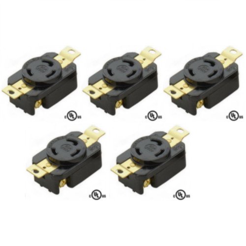 NEMA L6-30 Grounding Locking Receptacle, 30A 250V AC, 2 Pole 3 Wire, cUL Listed (5)