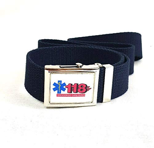 LUNGHEZZA 130CM cinto cinta Cintura divisa soccorso 118 in tela tessuto con Fibbia cinturone per uomo donna