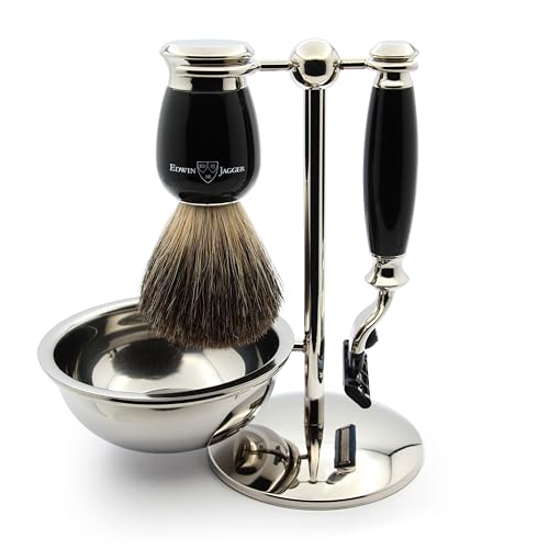 Edwin Jagger S81M586BAMZ Imitation Ebony & Nickel Classic Shaving...