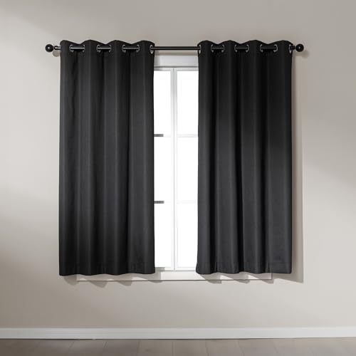 Amazon Basics Faux Linen Blackout Curtains for Bedroom and Living Room, 2-Piece Set with Grommets...