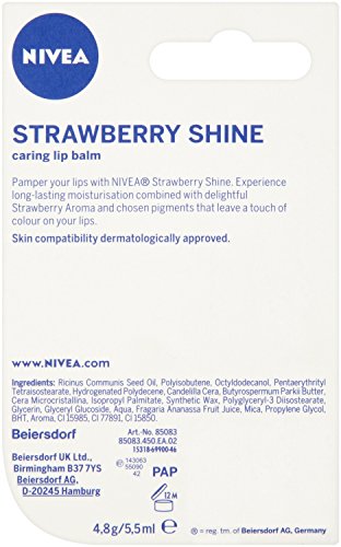 Bálsamo para el cuidado de los labios de Nivea, sabor fresa, 4,8 g, paquete de 12 unidades - Imagen 3