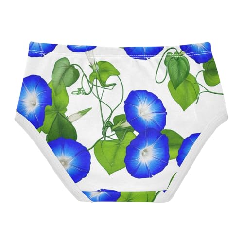 Cotton Girls Underwear Toddlers Blue Morning Glory Flowers Green Panties for Girl Bright Kids Undies Briefs 2t2