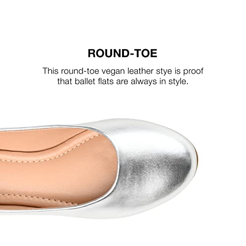 Journee Womens Kavn Comfort Insole Narrow Width Slip On Round Toe Ballet Flats Silver3