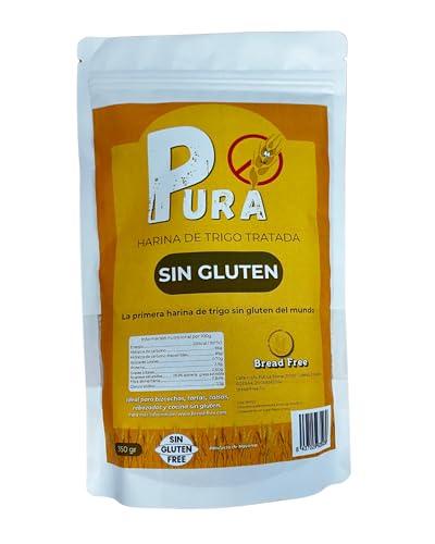 PURA Harina de Trigo Tratada Sin Gluten – Apta para Celíacos, Sin Alérgenos, Vegana, No OGM, Harina Versátil para Repostería y Cocina Sin Gluten, Envase Doypack ZIP (350 gr)