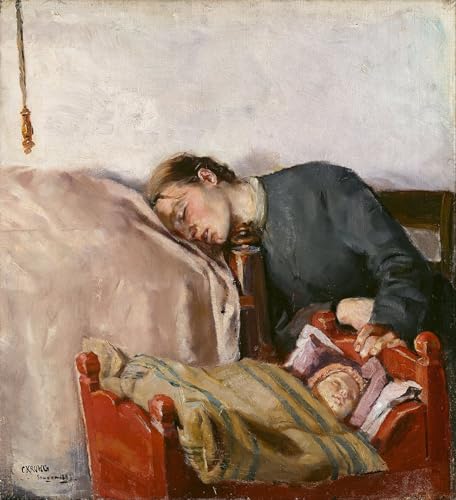 Tableaux sur toile Mère et enfant de Christian Krohg décoration murale moderne 60x90cm