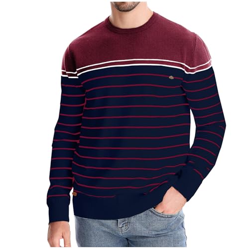 Men's Crewneck Knitted Sweater Long Sleeve Fall Winter Knit Pullover Jumper Lightweight Soft Knit Sweaters Tops