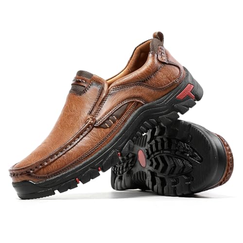 Men's Leather Walking Shoes Casual Arch Support Slip On Loafers for Work Office Hiking Outdoor2