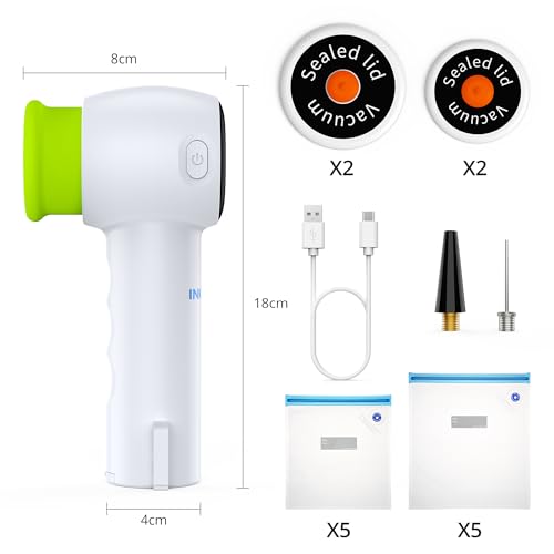 Image of INKBIRD Handheld Vacuum Sealer INK-KZ-90, USB Rechargeable Vacuum Sealer for Food with 4 Mason Jar Lids, Multi-Purpose Use, One-Touch Operation, Kitchen Essentials for Food and Sports Balls