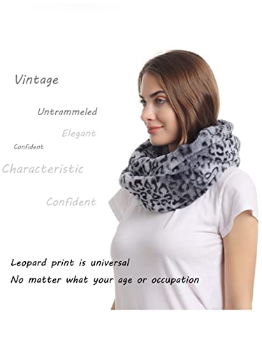 LA CARRIE Womens Leopard Print Infinity Scarf Loop Circle Neck Warmer (Grey Leopard)4