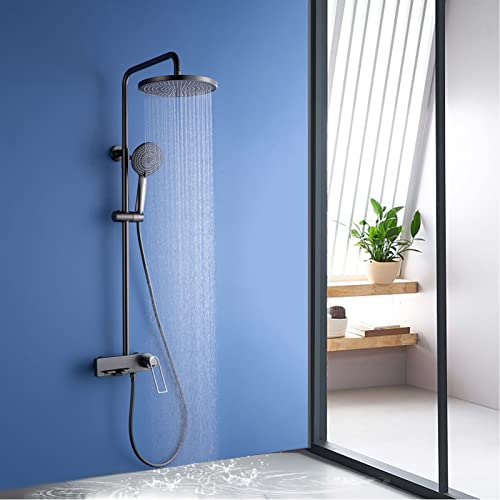 Colonne de douche pour baignoire et cabine avec grand pommeau rond pluie
