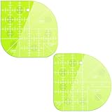 Kigley 2 Pcs Curved Corner Cutter Quilt Ruler Acrylic Sewing Patchwork Ruler 0.5/1 / 1.5/2 / 2.5/3 / 3.5 Radius Corner + Right Angle Quilting Templates for DIY Sewing Supplies (Green)