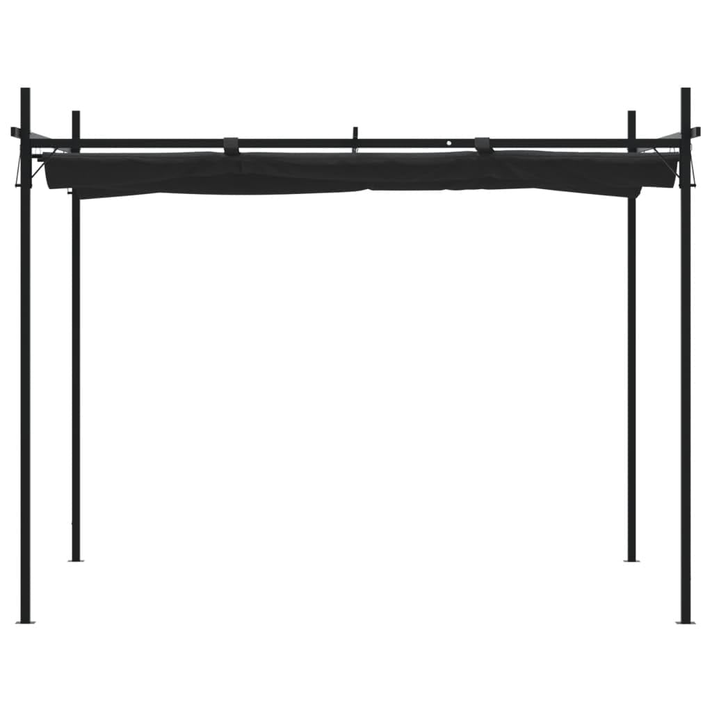 Pergola con Tetto Retrattile Antracite 295x292x230 cm,Pergolato in Legno impregnato, per la Protezione dal Sole e Arredamento Esterni