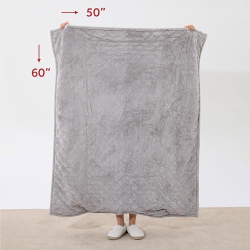 Image of Sunbeam Heated Throw Blanket Flannel Sherpa Reverse 4 Heat Dove Gray 50x60