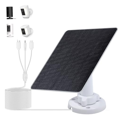 Image of ECO-WORTHY Solar Panel for Ring Camera Outdoor Wireless, 5W Fast Charging Compatible with Rings Spotlight & All-New Stick Up Outdoor Cam with USB-C & Barrel Plug, USB C Solar Panel 5V, 9.8ft Cable(3m)