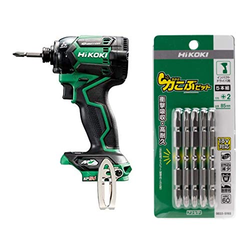 HiKOKI(ハイコーキ) 第2世代36Vコードレスインパクトドライバ アグレッシブグリーン 蓄電池充電器別売り WH36DC(NN) 力こぶビット85mm(5本入り) セット
