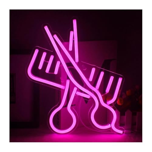 Panneau de ciseaux néon décoratif rose à éclairage LED doux