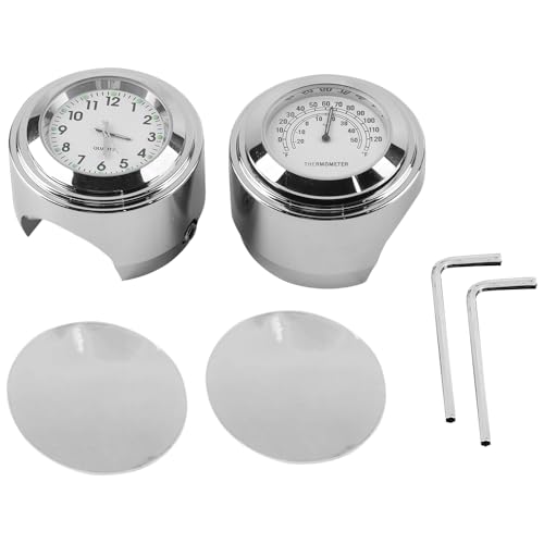 WODHMIEY Termómetro, reloj y termómetro para manillar de motocicleta, compatible con diámetros de 22 mm a 25 mm (7/8-1 pulgadas), resistente al agua, a prueba de golpes
