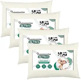 Kit 4 Travesseiros Fibra Siliconada 45x65cm Extra Macio