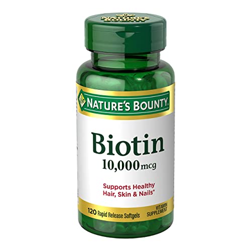 Nature's Bounty Biotin 10000 mcg, Supports Healthy Hair, Skin and Nails, Rapid Release Softgels, 120 Ct.