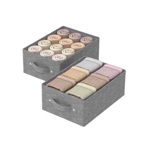 ENUMAIL Collapsible Storage Boxes, Fabric Organizer Baskets, Cube Bins for Organizing Home, Office and Closet, Grey, 2 Pack, 13.0x9.0 x5.5in