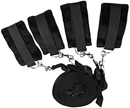 HXC_TECHA Handcuff Strap Set Kit for Couple Games with Adjustable Mattress Straps and Wrist Ankle Cuffs with Plush Lining