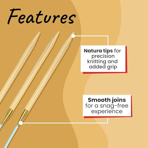 Image of skacel by addi Flexiflips Double Pointed Knitting Needles, 9.5 Inch (24 cm) Bamboo Tips with Flexible Nylon Cord, 2.5 mm (US Size 1)