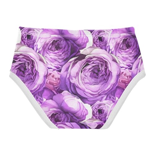 Funny Toddler Underwear Floral 2t Cotton Panties for Girl Bloom Roses Peonies Flower Purple Kids Briefs Undies2