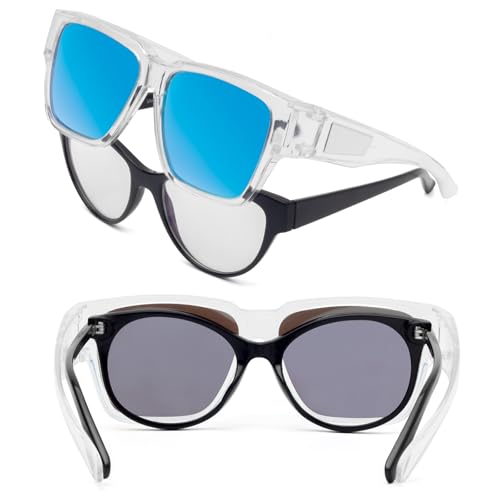 Image of Face Shadow Polarized Sunglasses Fit Over Glasses for Men Lightweight Square Sun Glasses UV400 Protection Shades