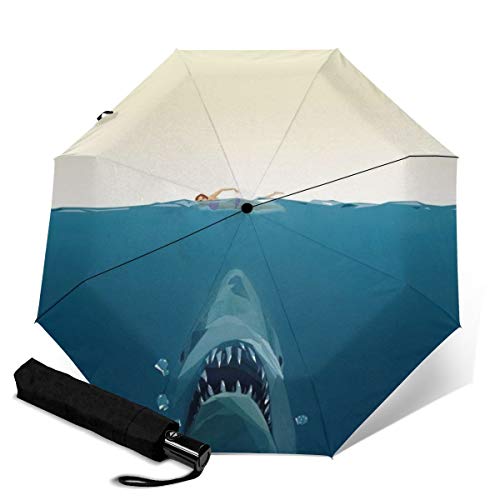 Water Shark Hunter 自動三つ折り傘 ポータブル 自動オン/オフ 野外活動に適しています 折りたたみ傘 ワンタッチ メンズ 耐強風 超撥水 210t高強度グラスファイバー 晴雨兼用 二重構造